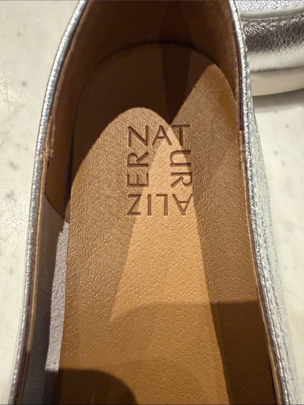 Naturalizer Silver Metallic Penny Loafers - Picture 2 of 5